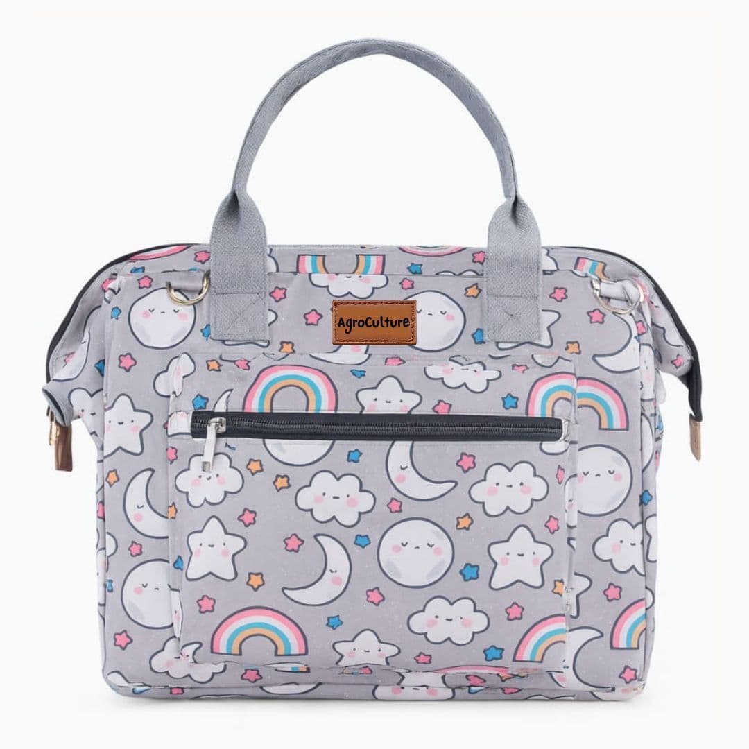 Grey Moon Print Diaper Handbag