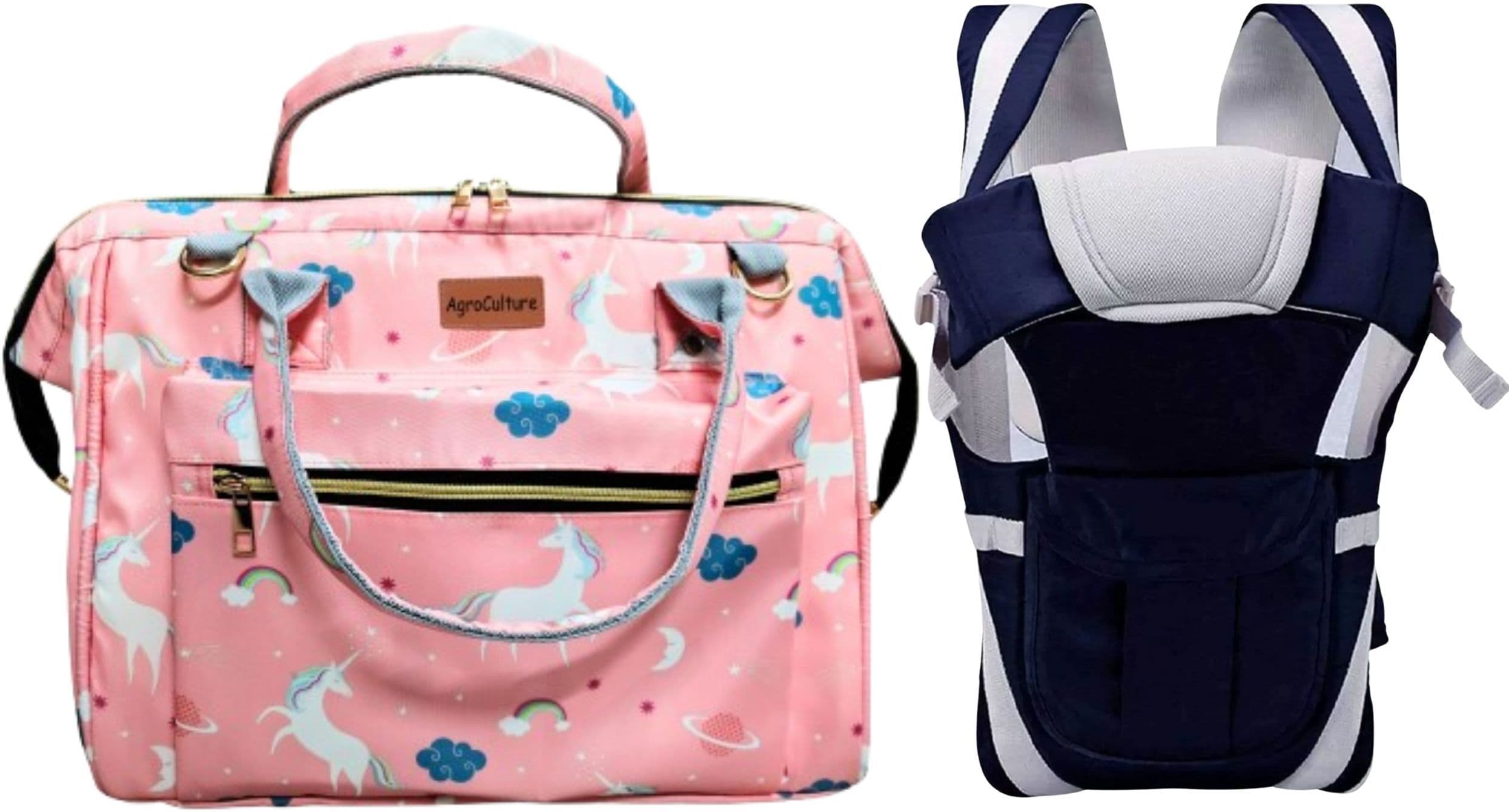 Pink Diaper Handbag with Baby Carrier