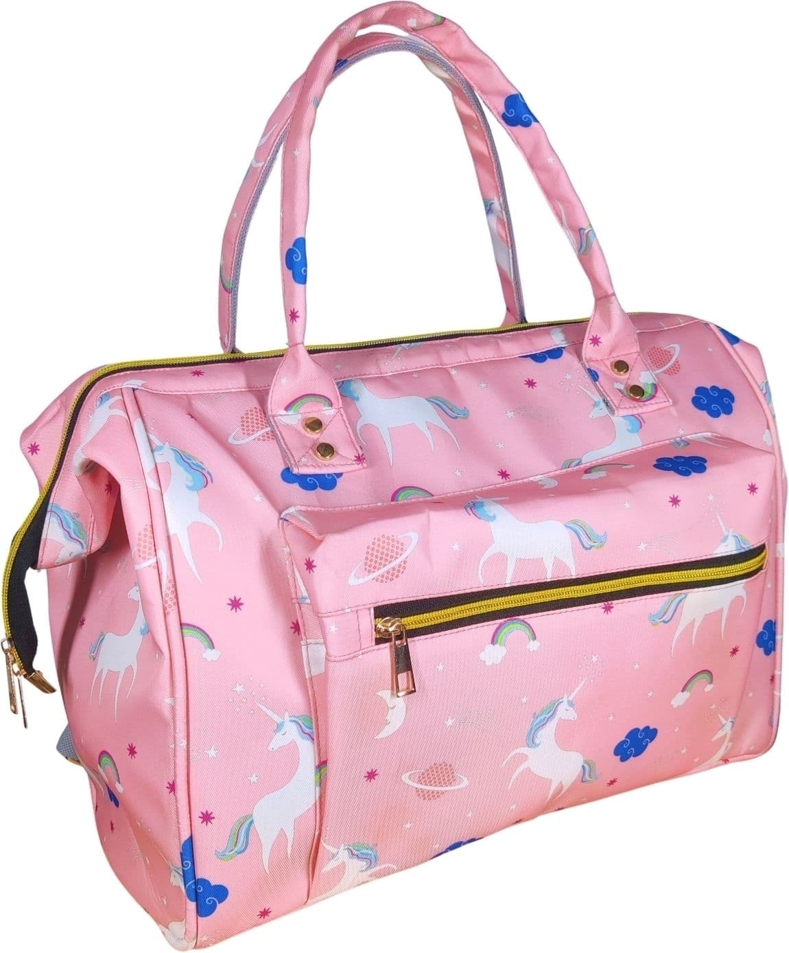 Pink Unicorn Print Diaper Duffel Bag