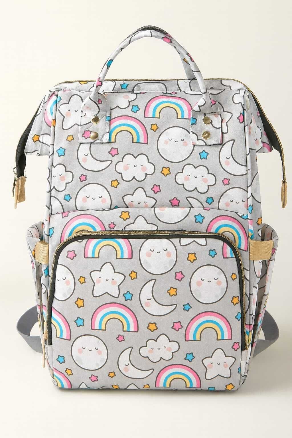 Grey Cloud Print Diaper Backpack