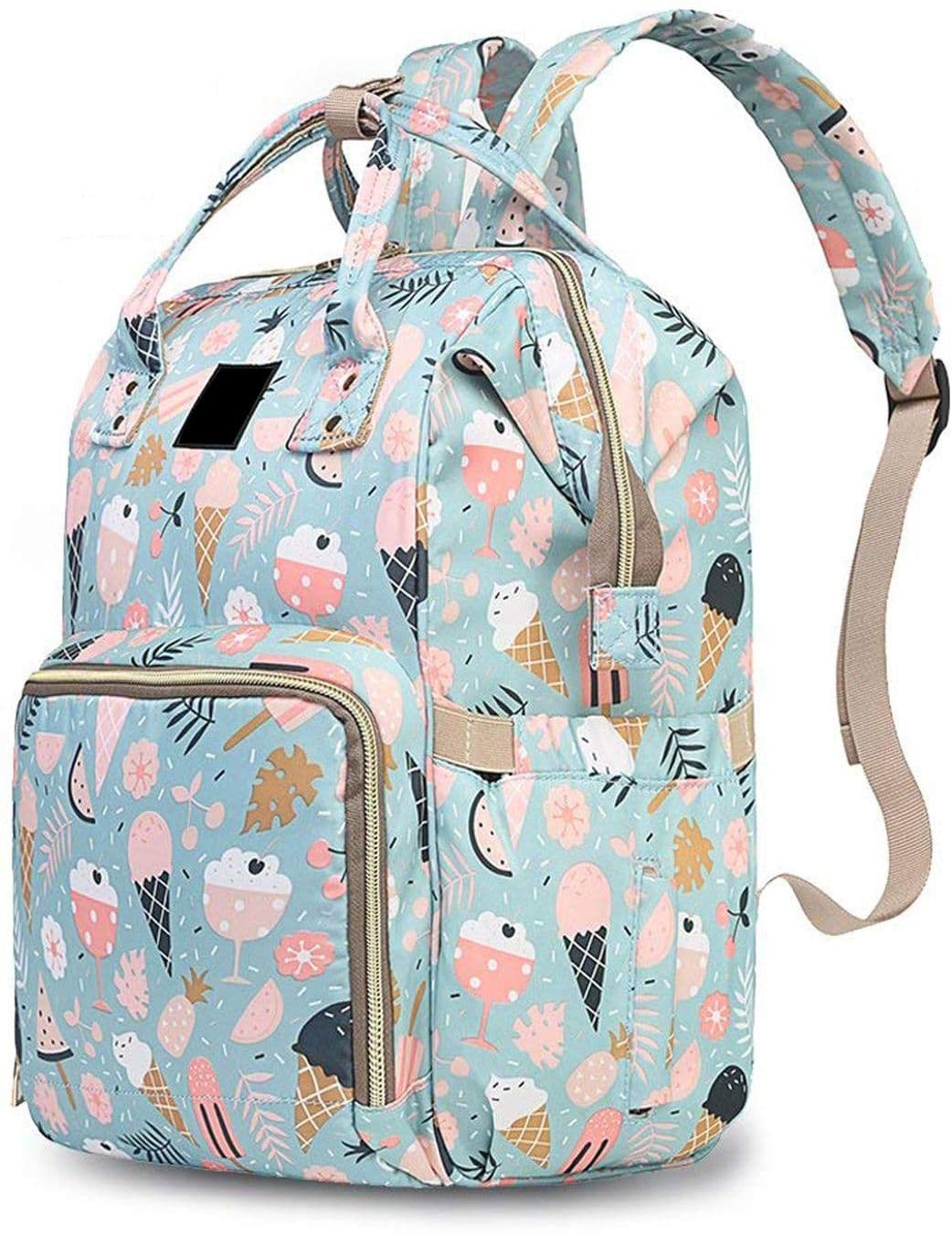 Ice-Cream Print Diaper Backpack with Sipper Bottle