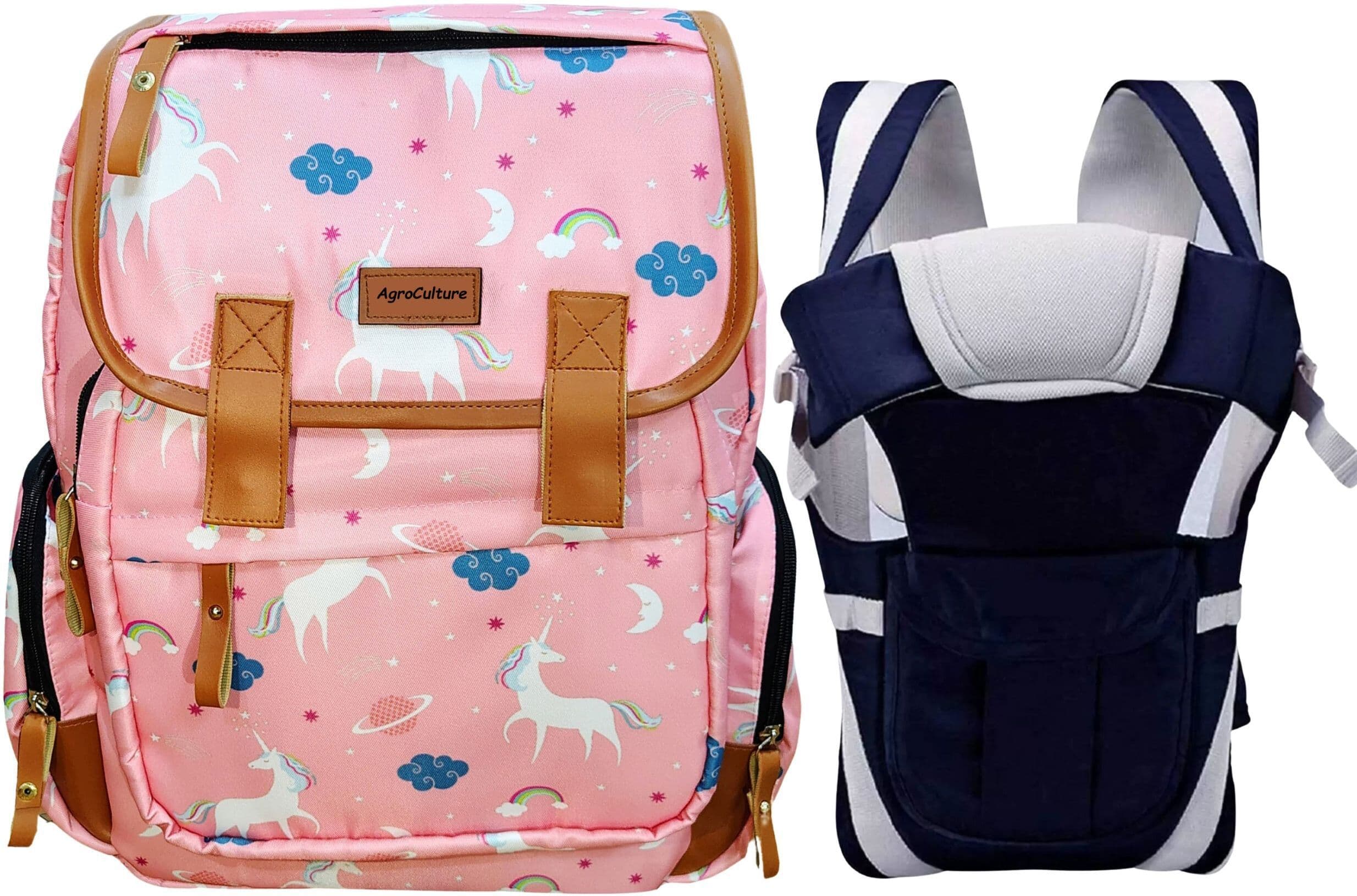 Pink Laptop & Diaper Bag with Baby Carrier