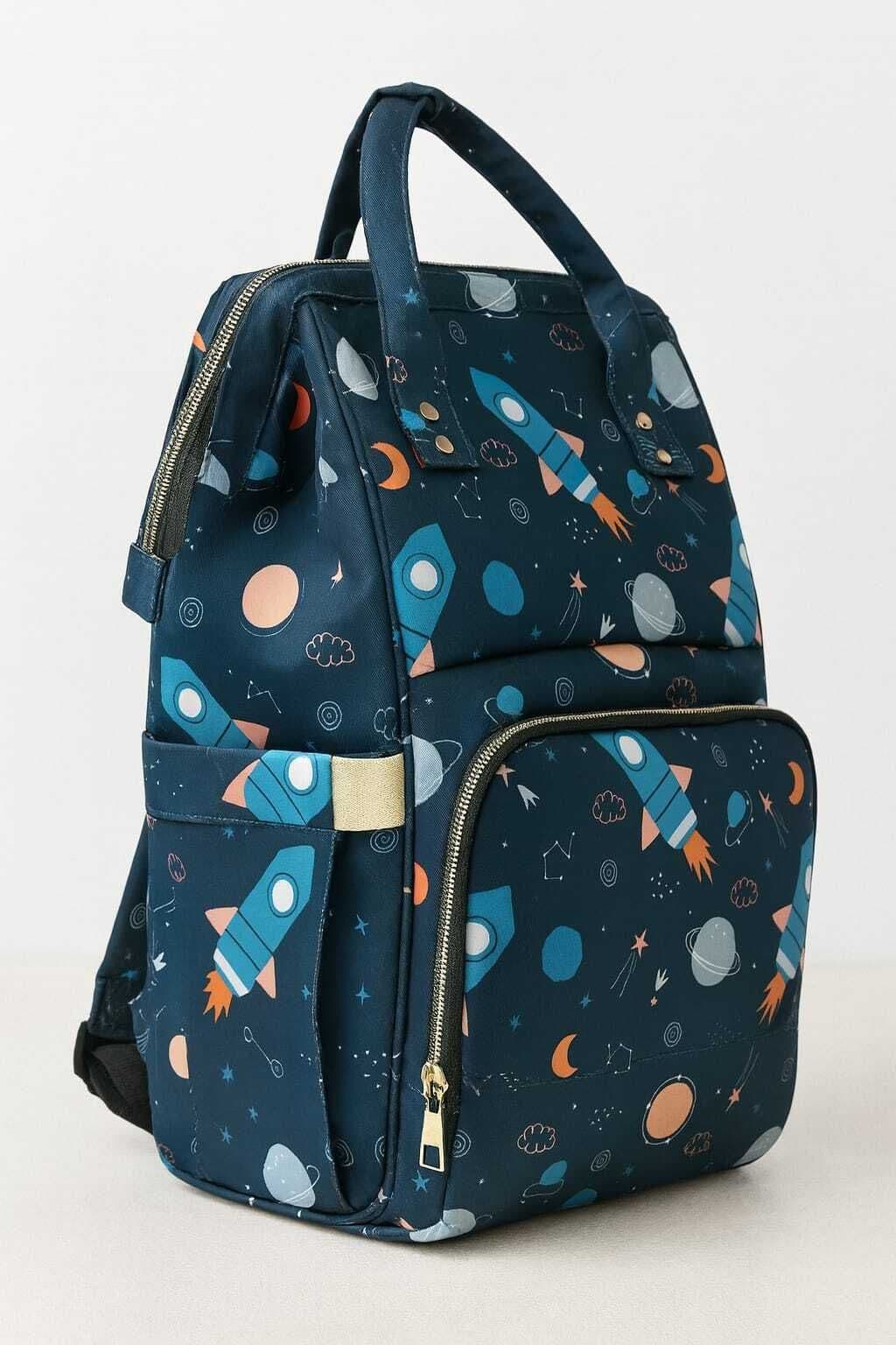 Premium Baby Diaper Backpack Space Rocket Printed