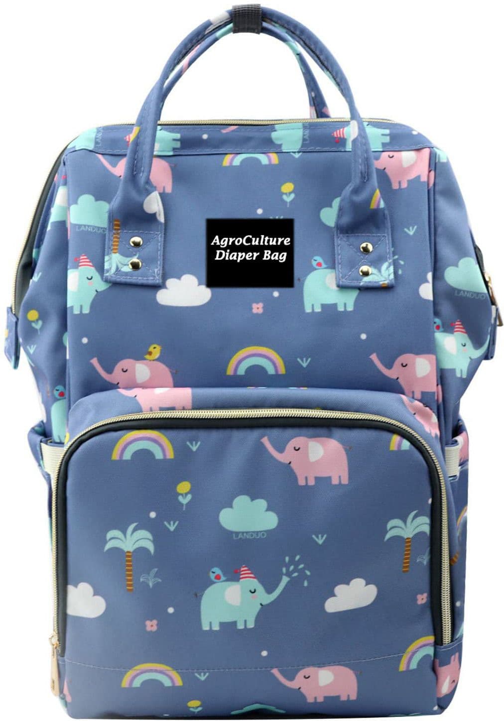 Blue Elephant Print Diaper Backpack